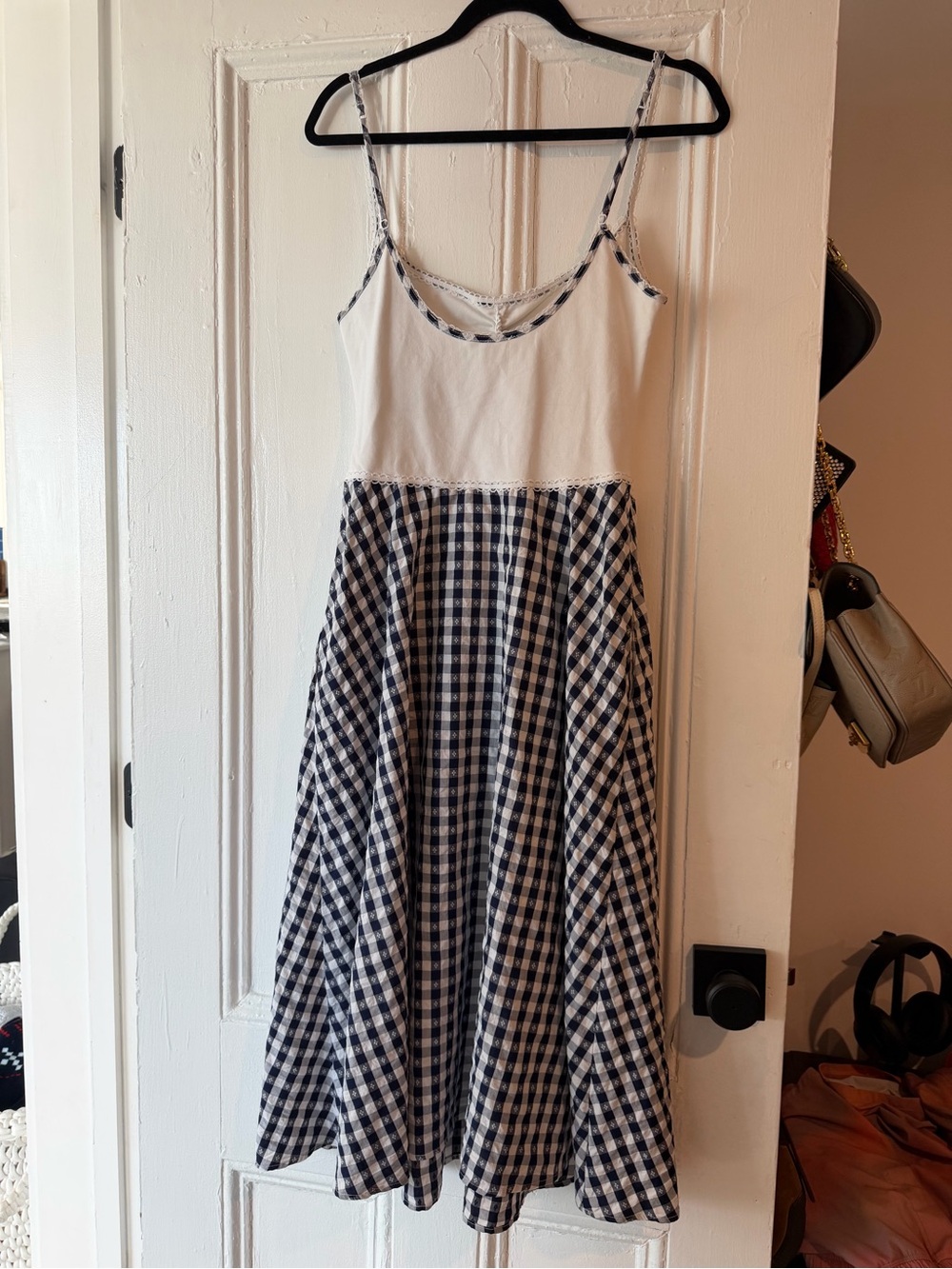 For Love & Lemons Gingham A-Line Sundress - Cream & Black - Picture 6 of 6